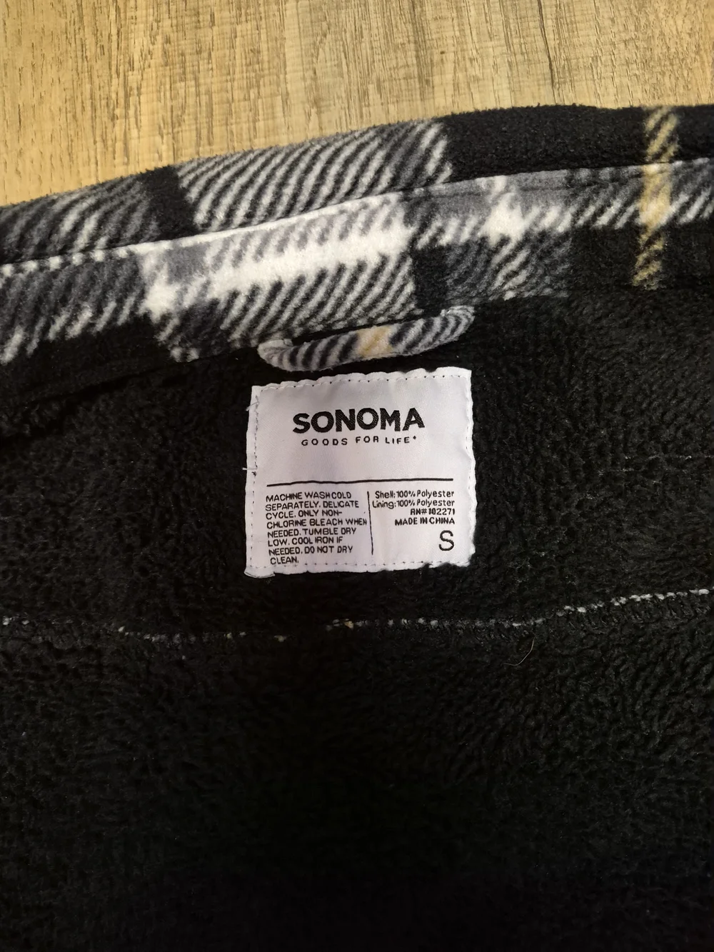 Sonoma Black & White Plaid Sherpa-Lined Puffer Jacket
